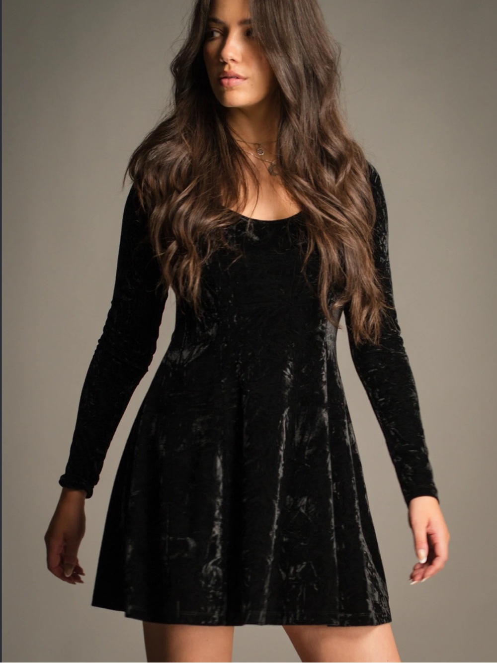 Topshop Black Velvet Fit & Flare Open Back Dress
